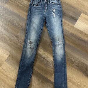 Vervet Classic Blue Distressed Skinny Jeans
